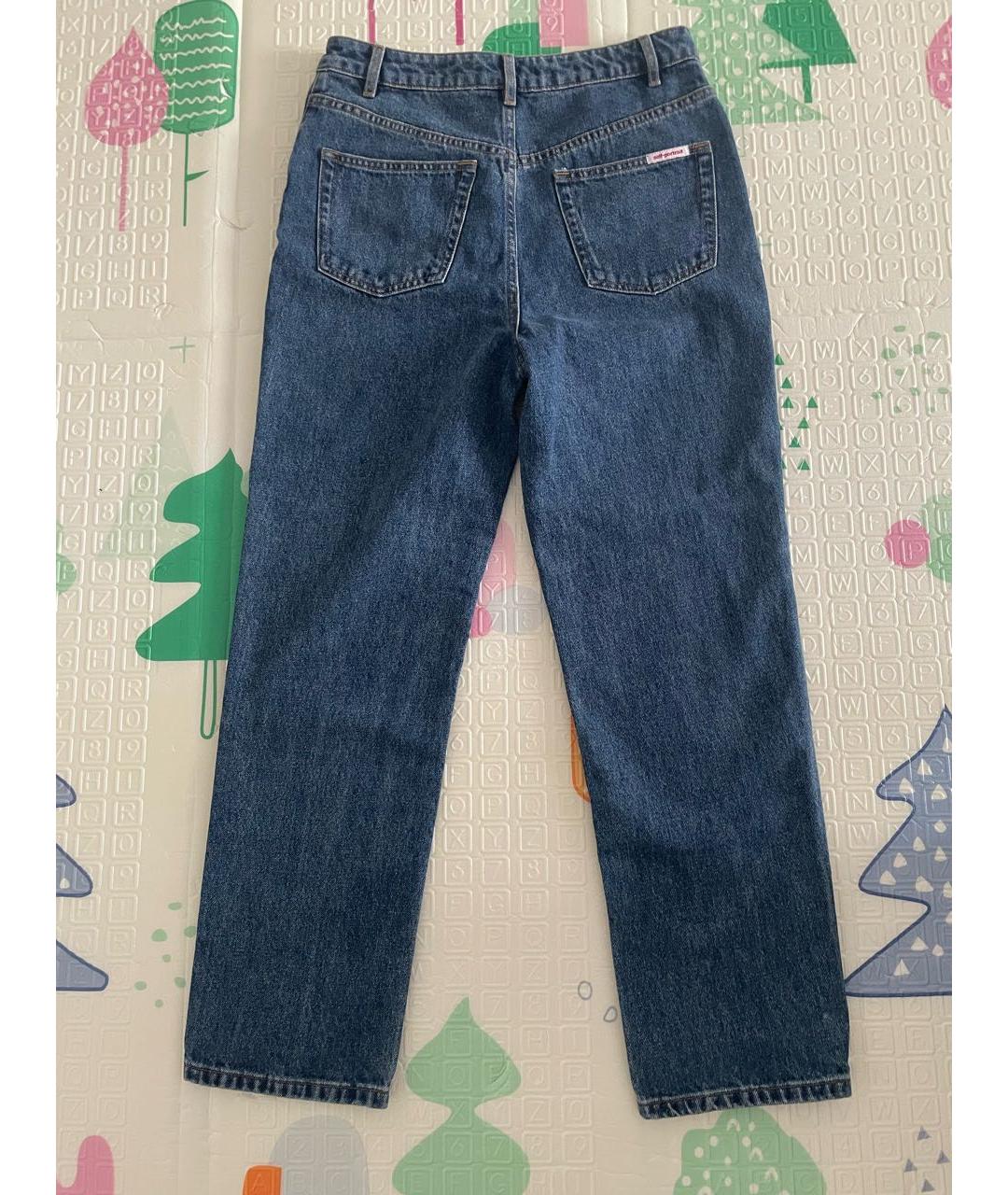 SELF-PORTRAIT Темно-синие хлопковые прямые джинсы, фото 2
