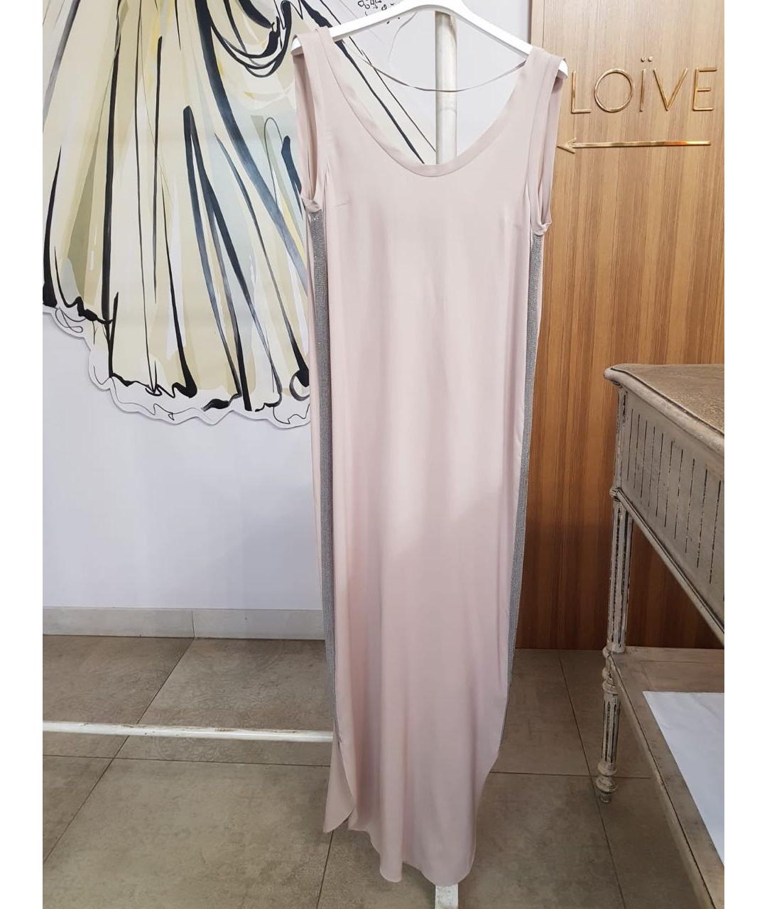 BRUNELLO CUCINELLI Розовое шелковое повседневное платье, фото 9