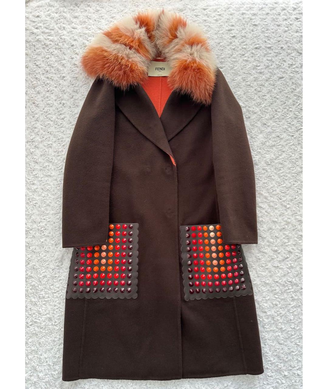 FENDI Коричневое кашемировое пальто, фото 9