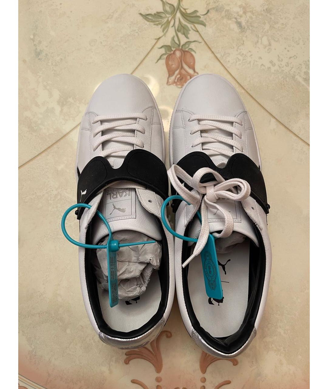 KARL LAGERFELD Белые кожаные низкие кроссовки / кеды, фото 3