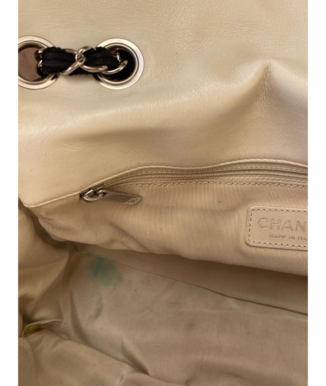 CHANEL PRE-OWNED Белая кожаная сумка через плечо, фото 8