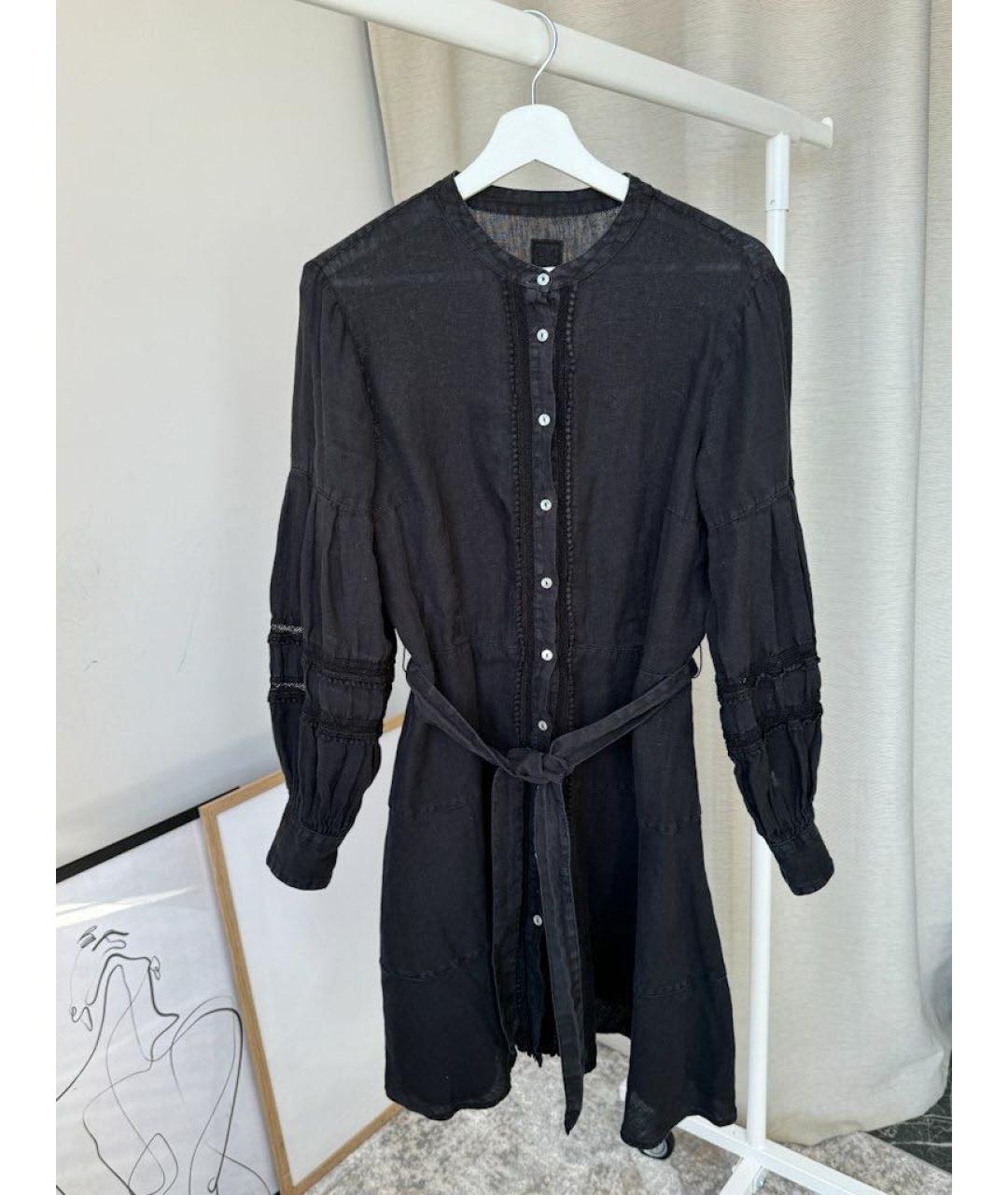 120%LINO Черное льняное повседневное платье, фото 5