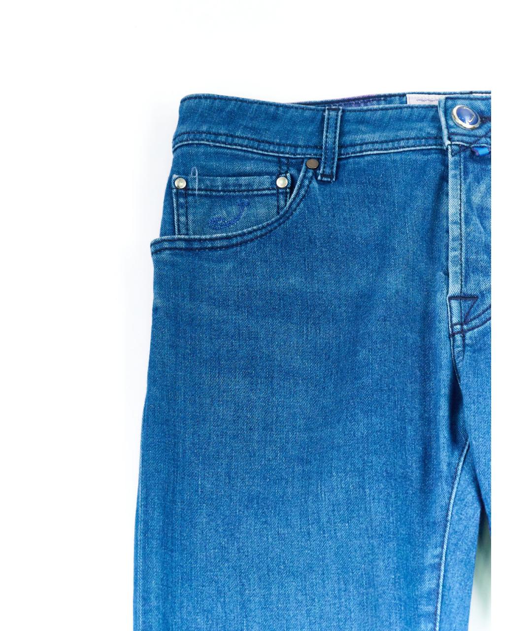 JACOB COHEN Синие хлопко-эластановые прямые джинсы, фото 4