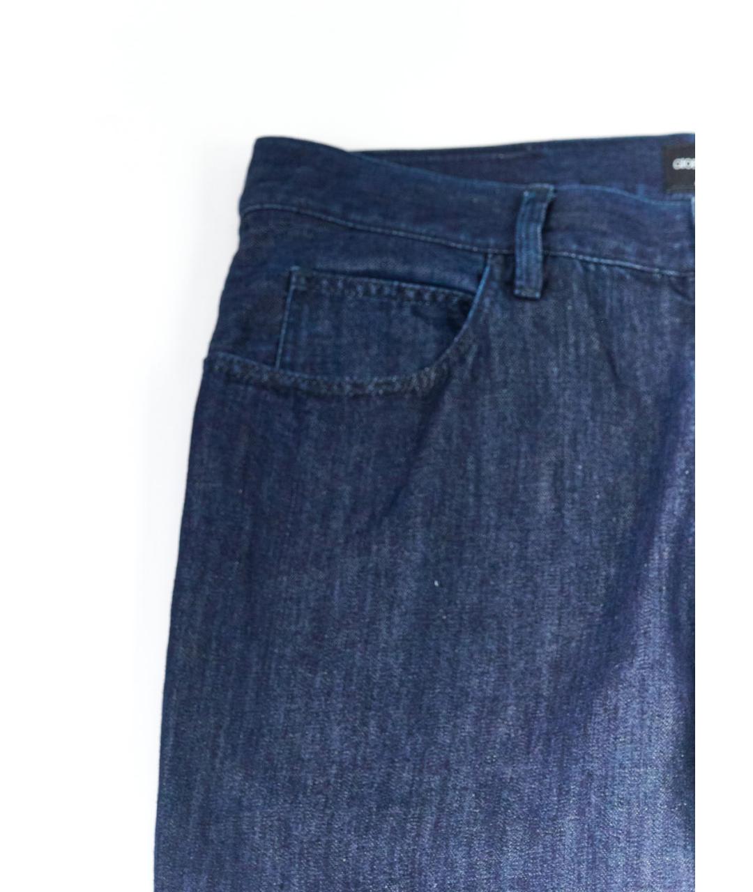 ARMANI COLLEZIONI Темно-синие хлопковые прямые джинсы, фото 4
