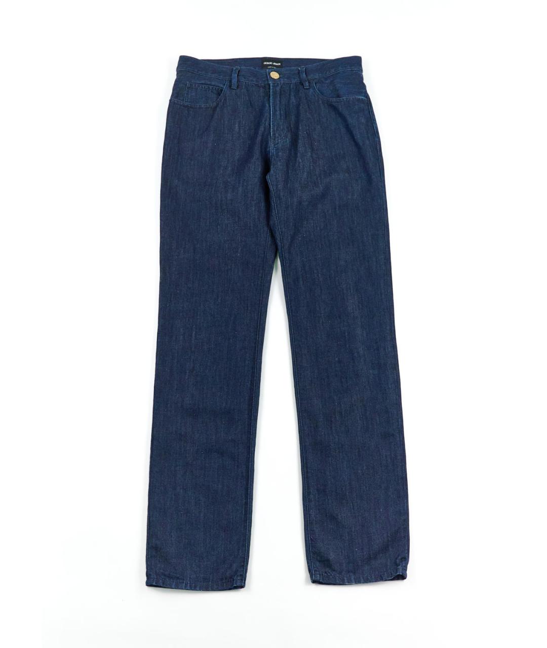 ARMANI COLLEZIONI Темно-синие хлопковые прямые джинсы, фото 1