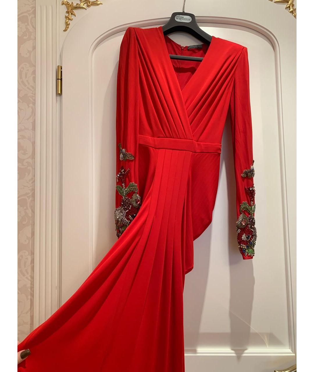 ALEXANDER MCQUEEN Красное вискозное вечернее платье, фото 3