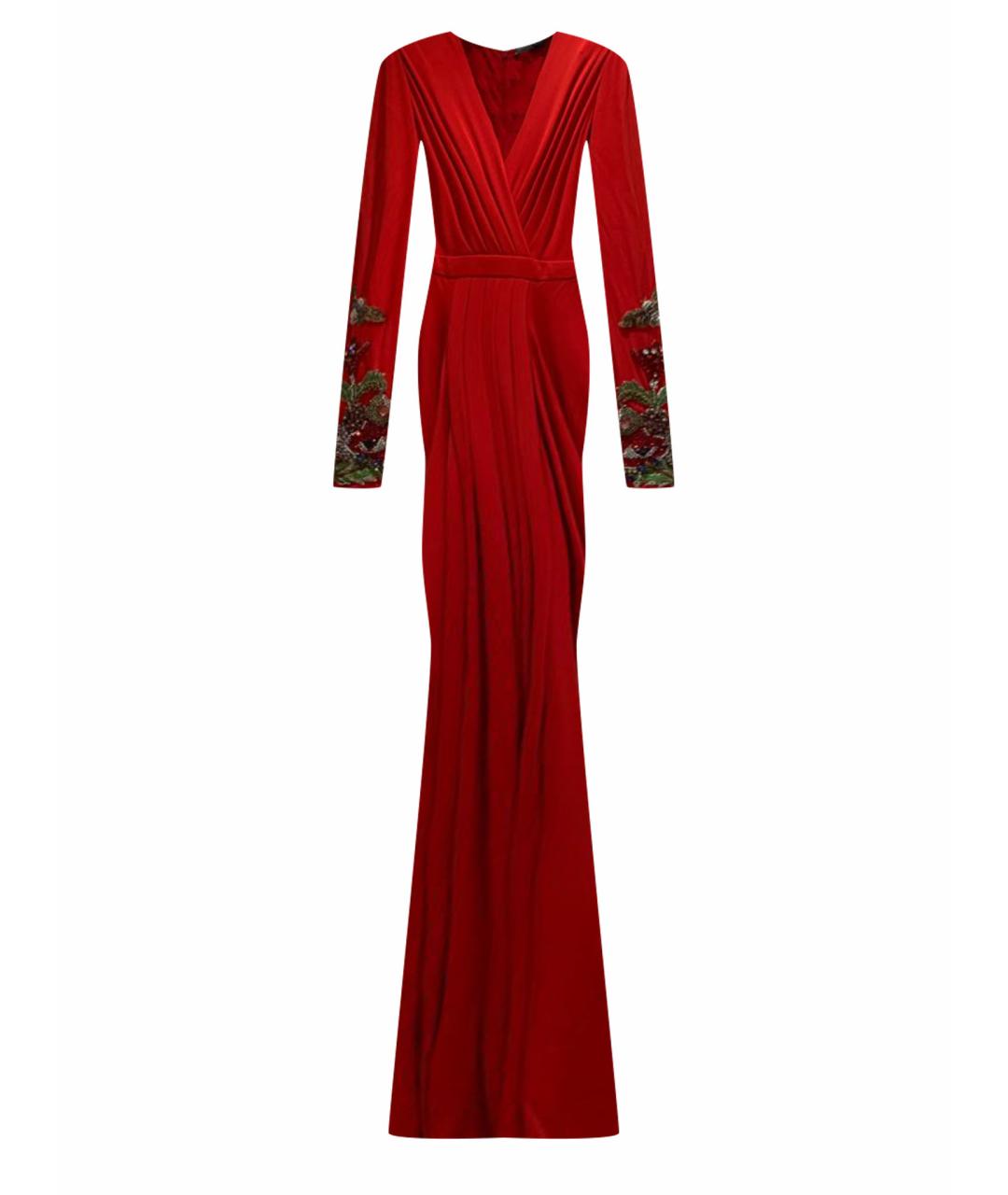 ALEXANDER MCQUEEN Красное вискозное вечернее платье, фото 1
