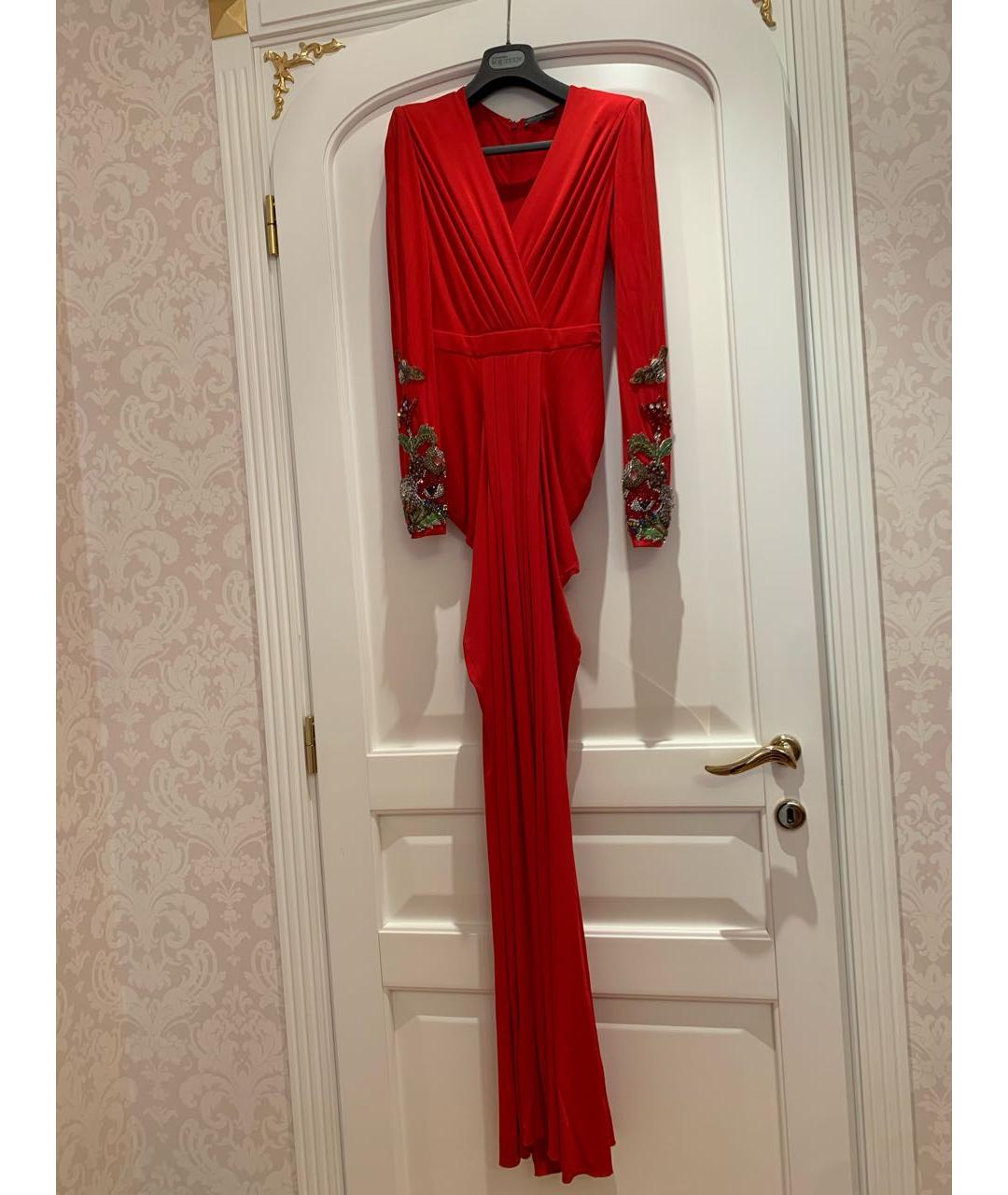 ALEXANDER MCQUEEN Красное вискозное вечернее платье, фото 5