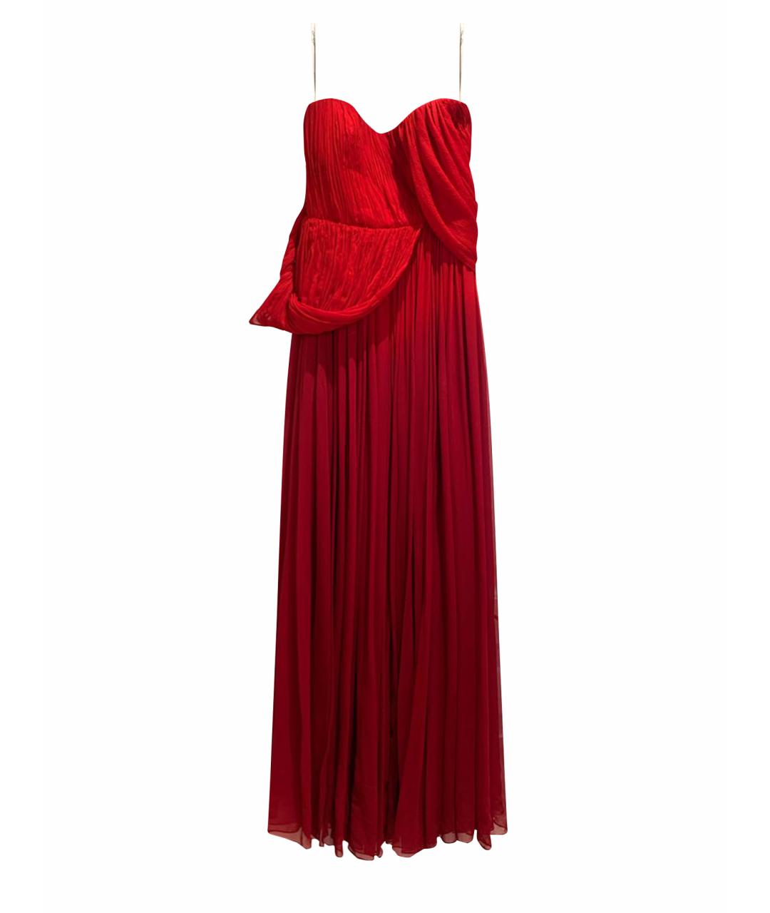 OSCAR DE LA RENTA Красное шифоновое вечернее платье, фото 1