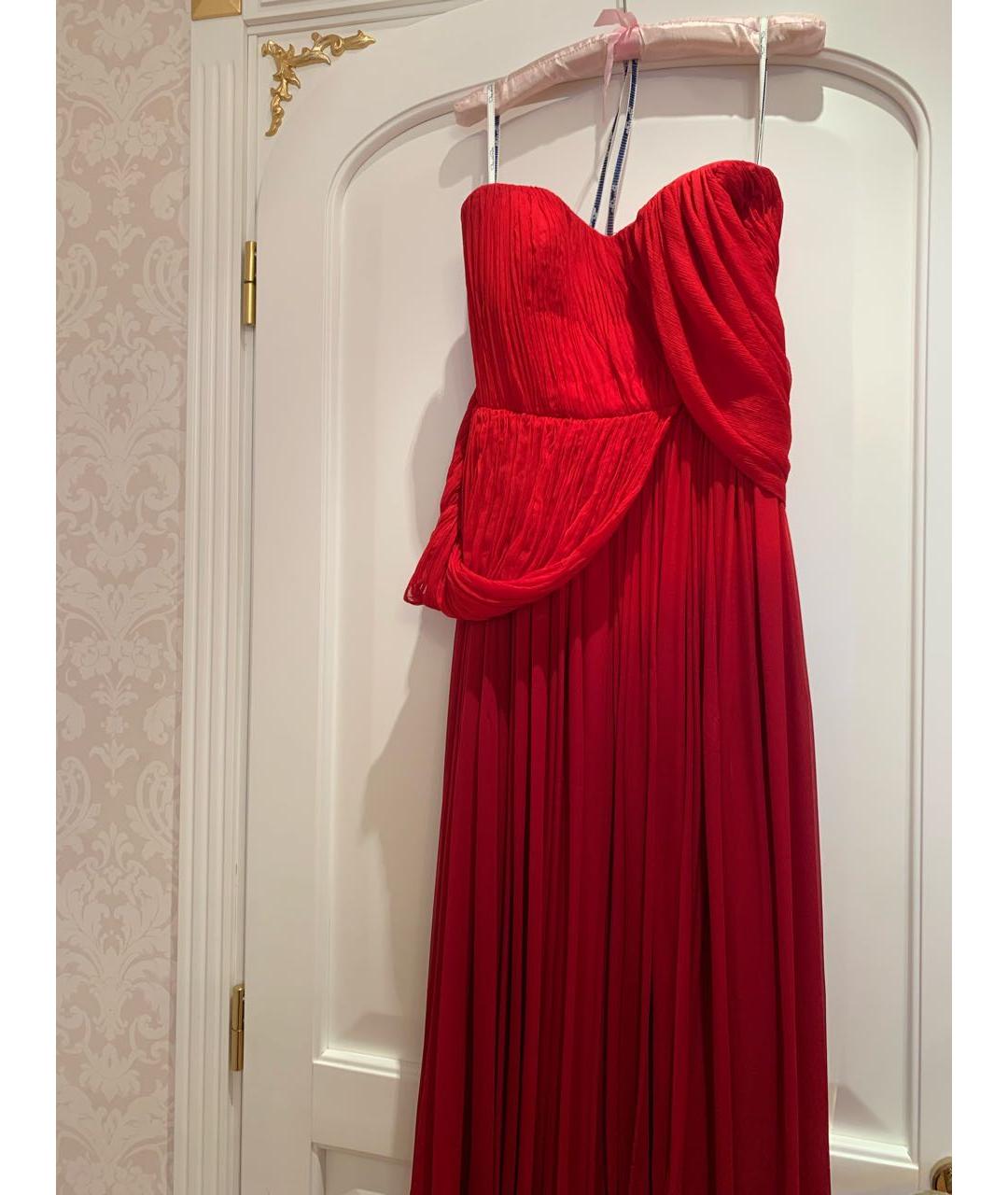 OSCAR DE LA RENTA Красное шифоновое вечернее платье, фото 2