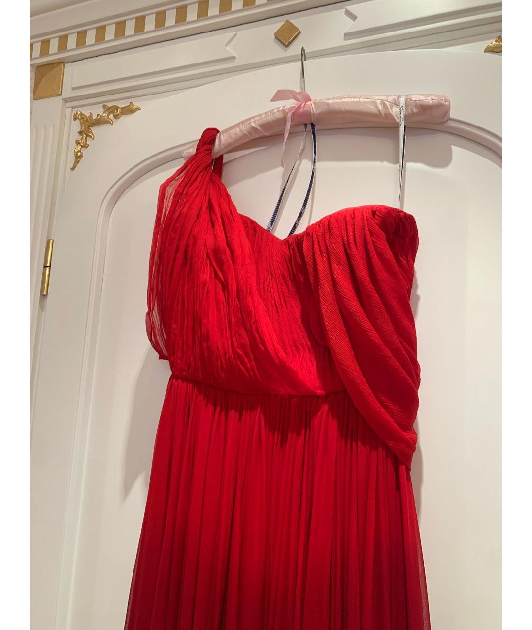 OSCAR DE LA RENTA Красное шифоновое вечернее платье, фото 3