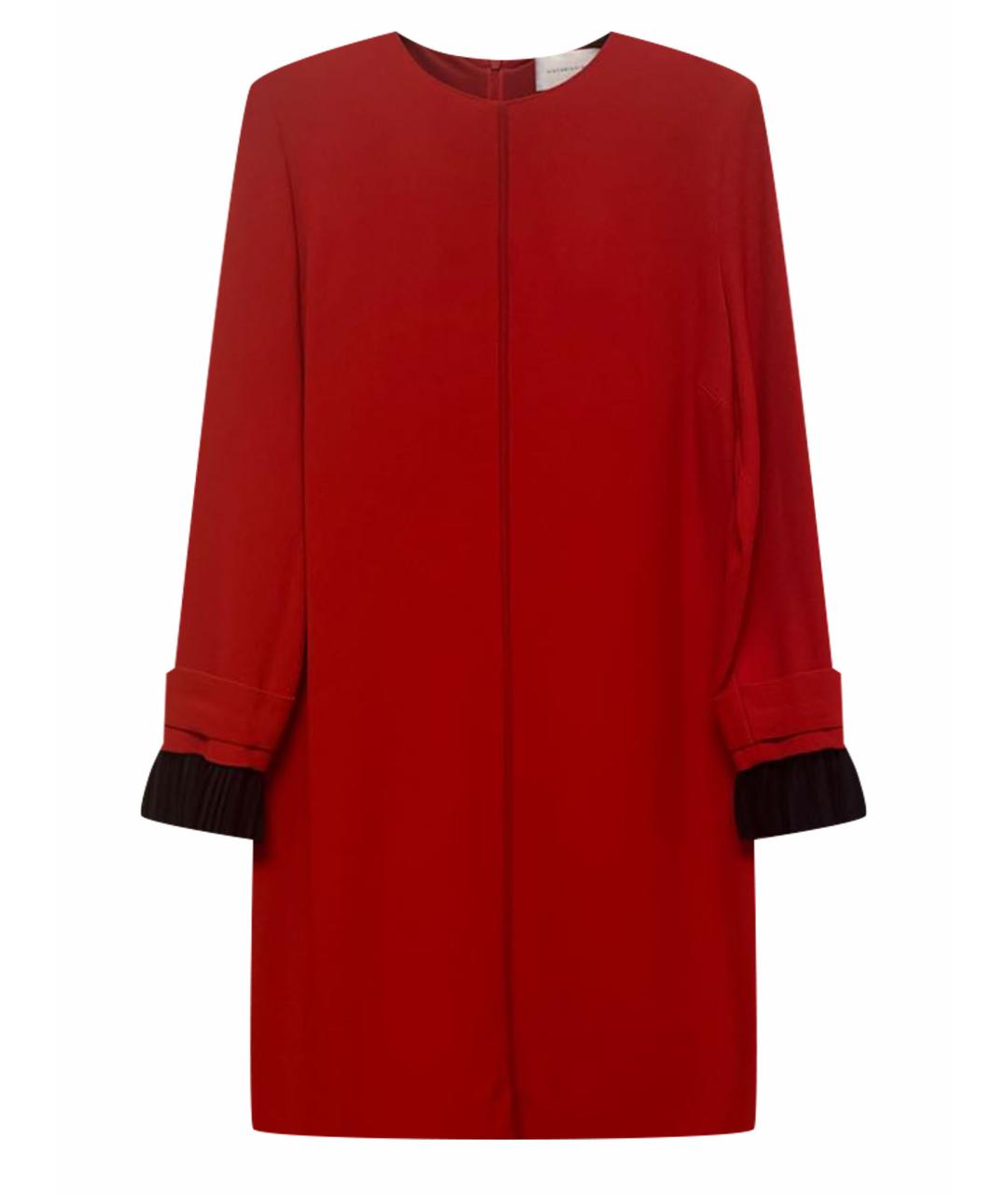 VICTORIA BECKHAM Красное шелковое коктейльное платье, фото 1