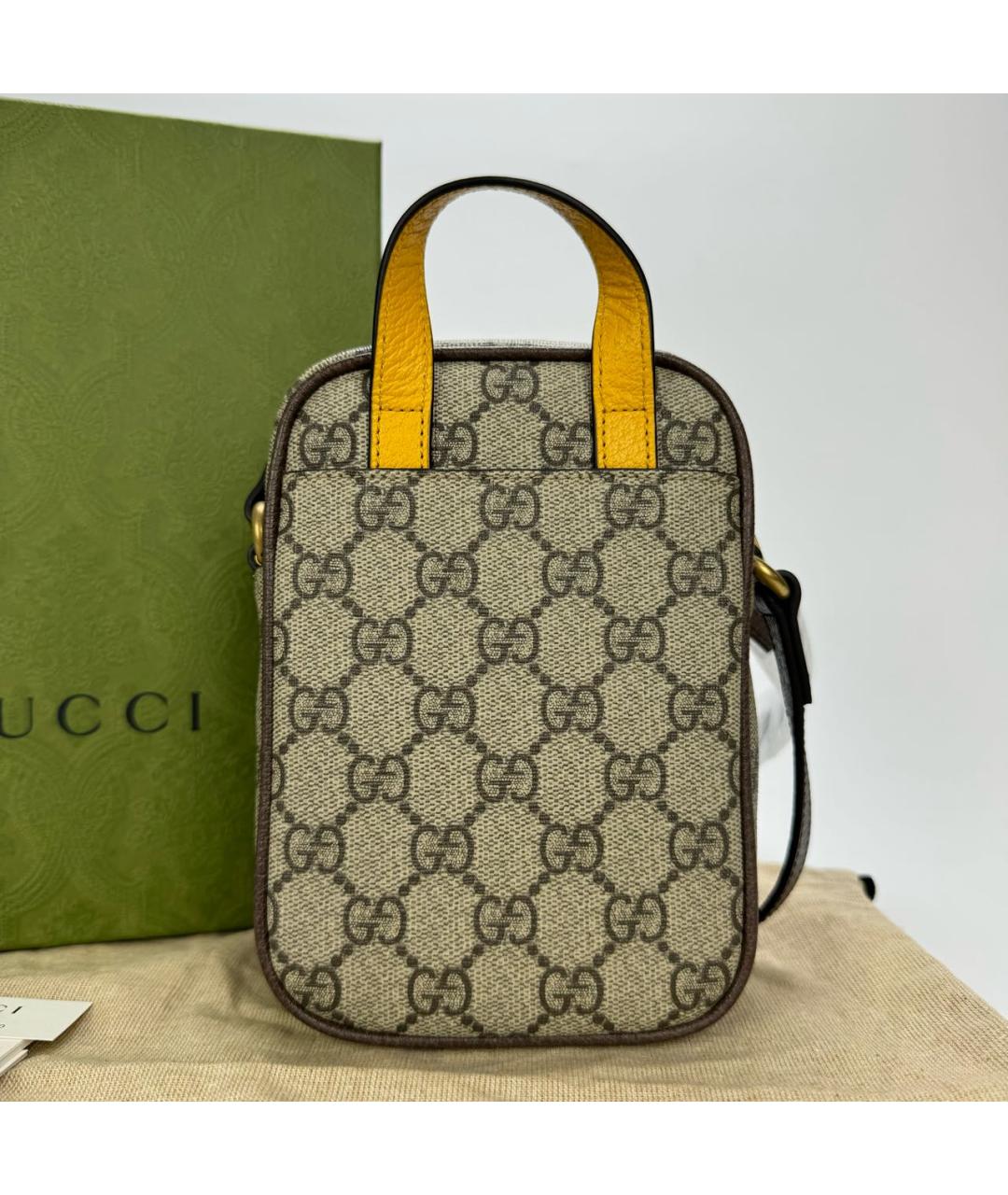 GUCCI Коричневая кожаная барсетка, фото 3