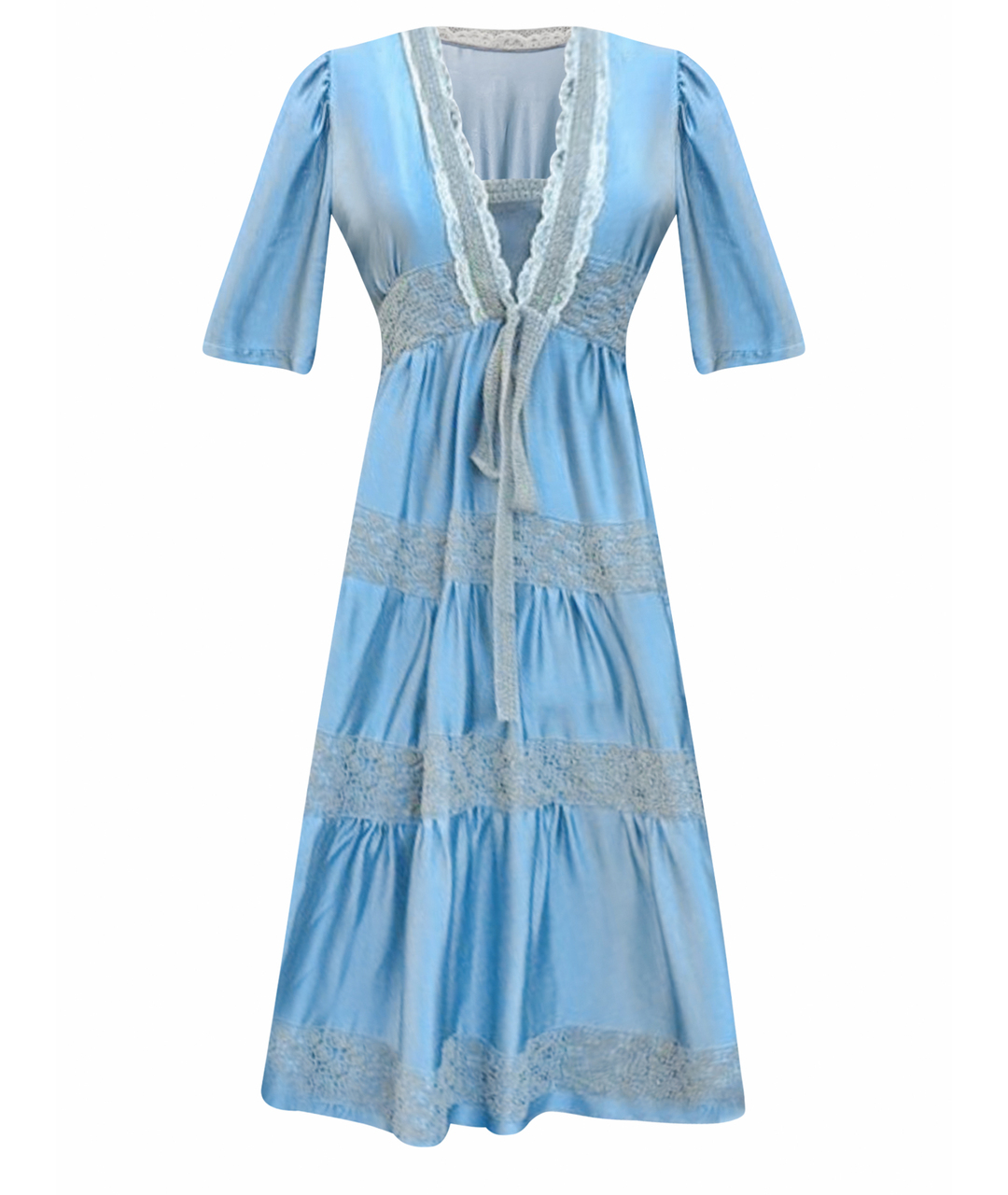 ANNA MOLINARI Голубое шелковое повседневное платье, фото 1