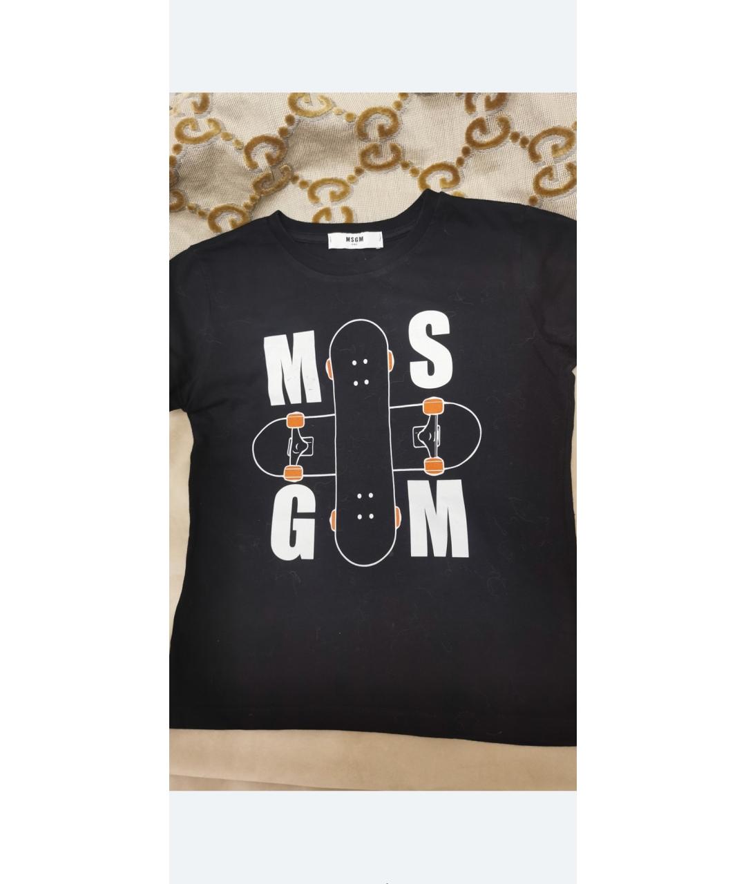 MSGM Черная хлопковая детская футболка, фото 5