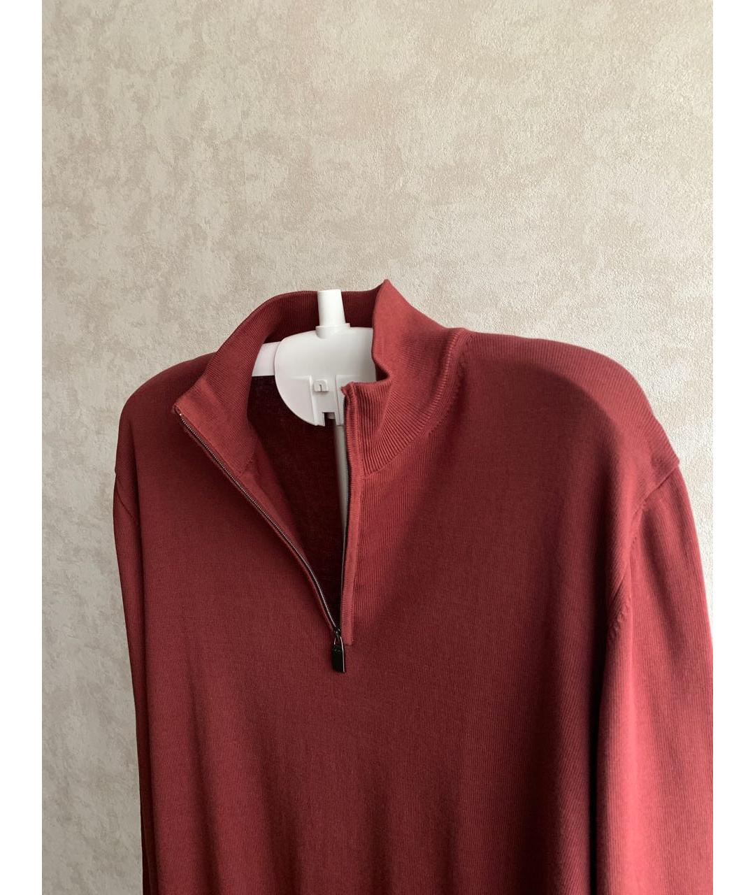 CANALI Бордовый хлопковый джемпер / свитер, фото 7