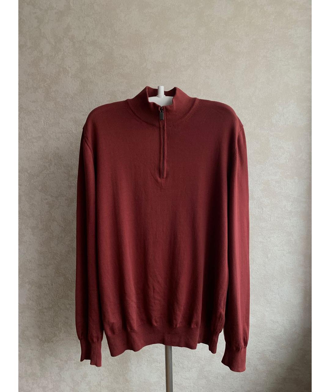 CANALI Бордовый хлопковый джемпер / свитер, фото 8