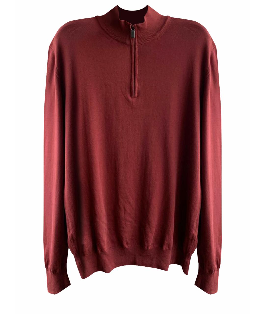 CANALI Бордовый хлопковый джемпер / свитер, фото 1