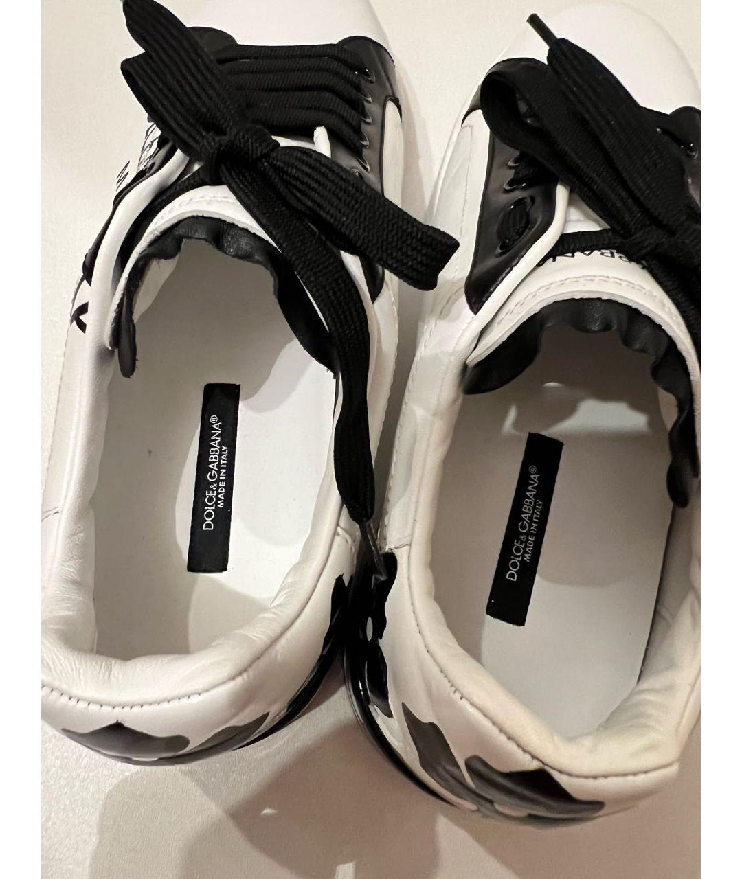 DOLCE&GABBANA Белые кожаные низкие кроссовки / кеды, фото 8