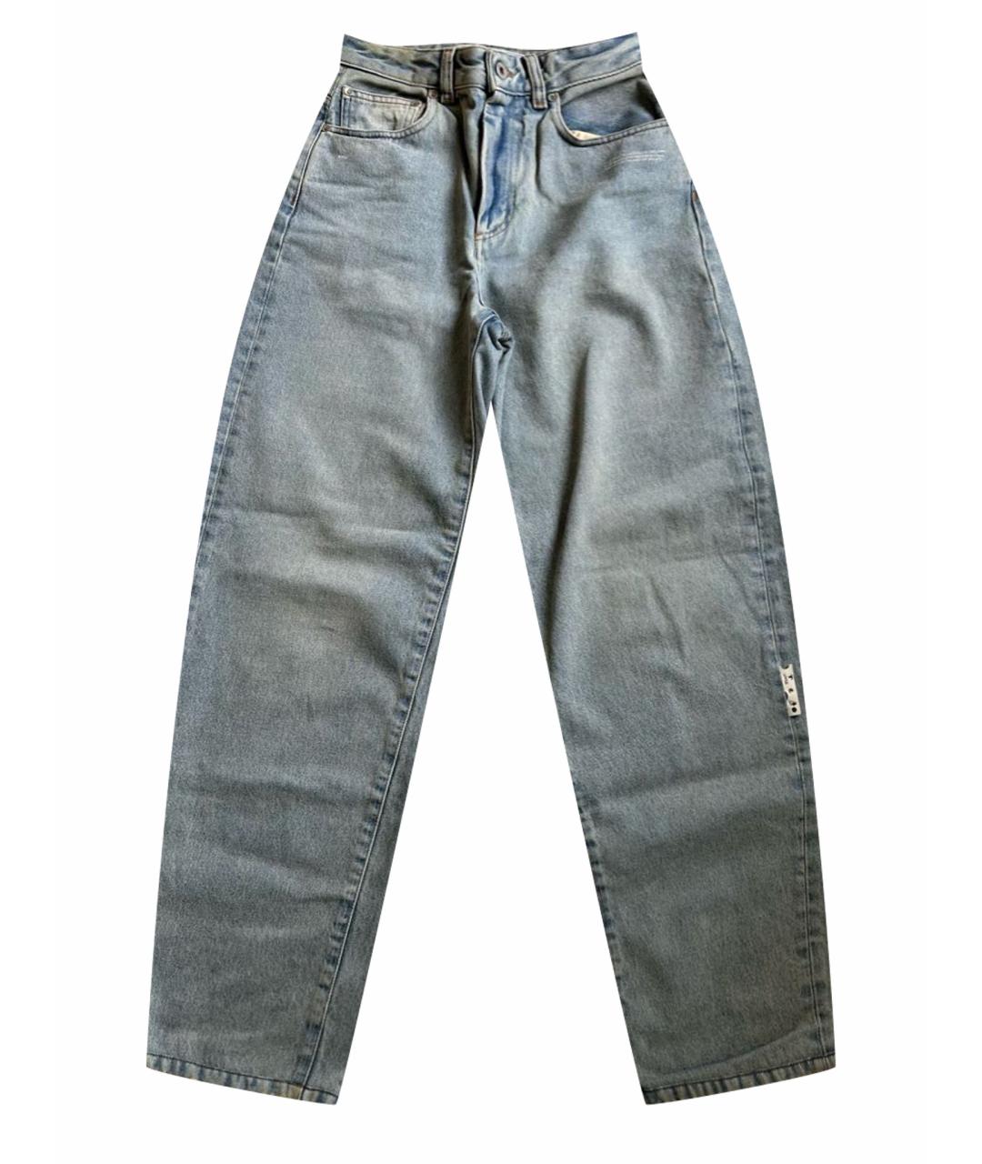 OFF-WHITE Голубые хлопковые прямые джинсы, фото 1