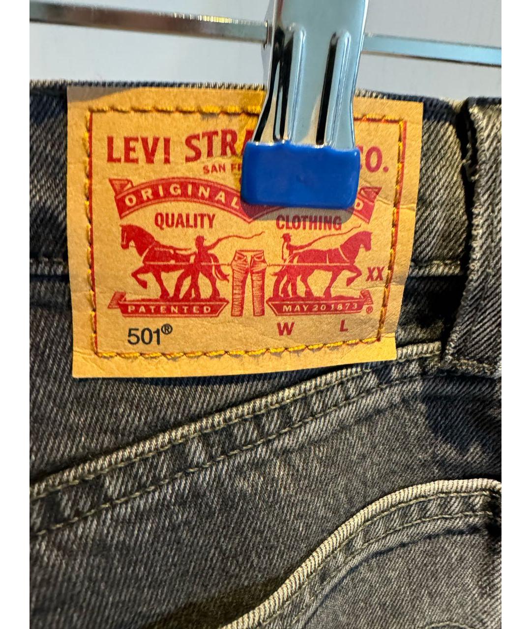 LEVI'S Серые хлопковые прямые джинсы, фото 3