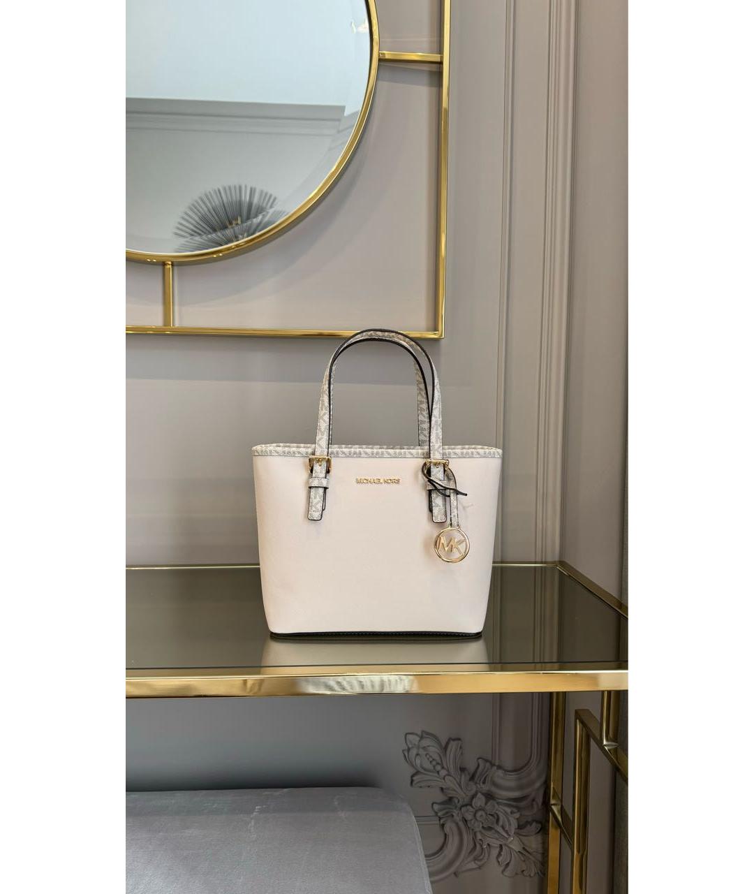 MICHAEL KORS Белая кожаная сумка с короткими ручками, фото 2