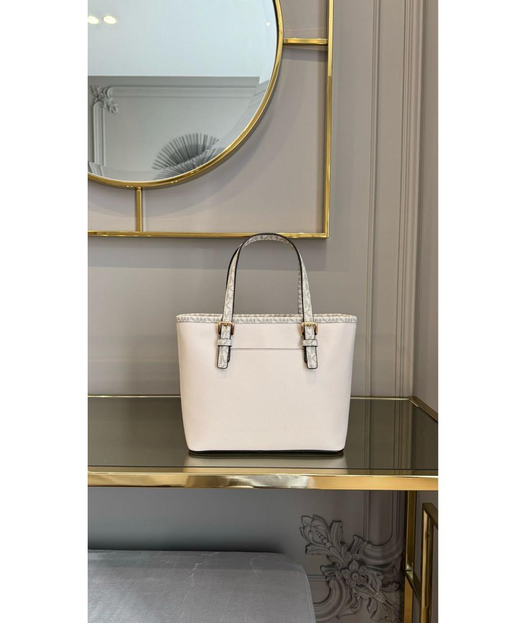 MICHAEL KORS Белая кожаная сумка с короткими ручками, фото 6