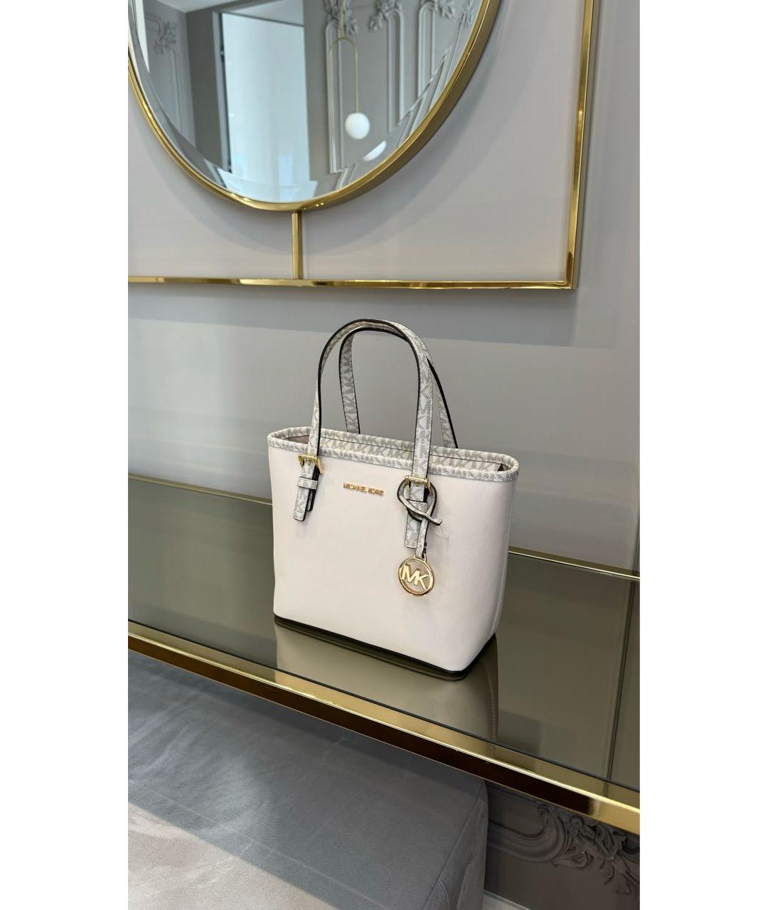 MICHAEL KORS Белая кожаная сумка с короткими ручками, фото 5