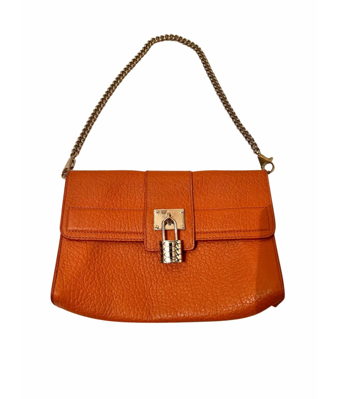ROBERTO CAVALLI Оранжевая кожаная сумка с короткими ручками, фото 1