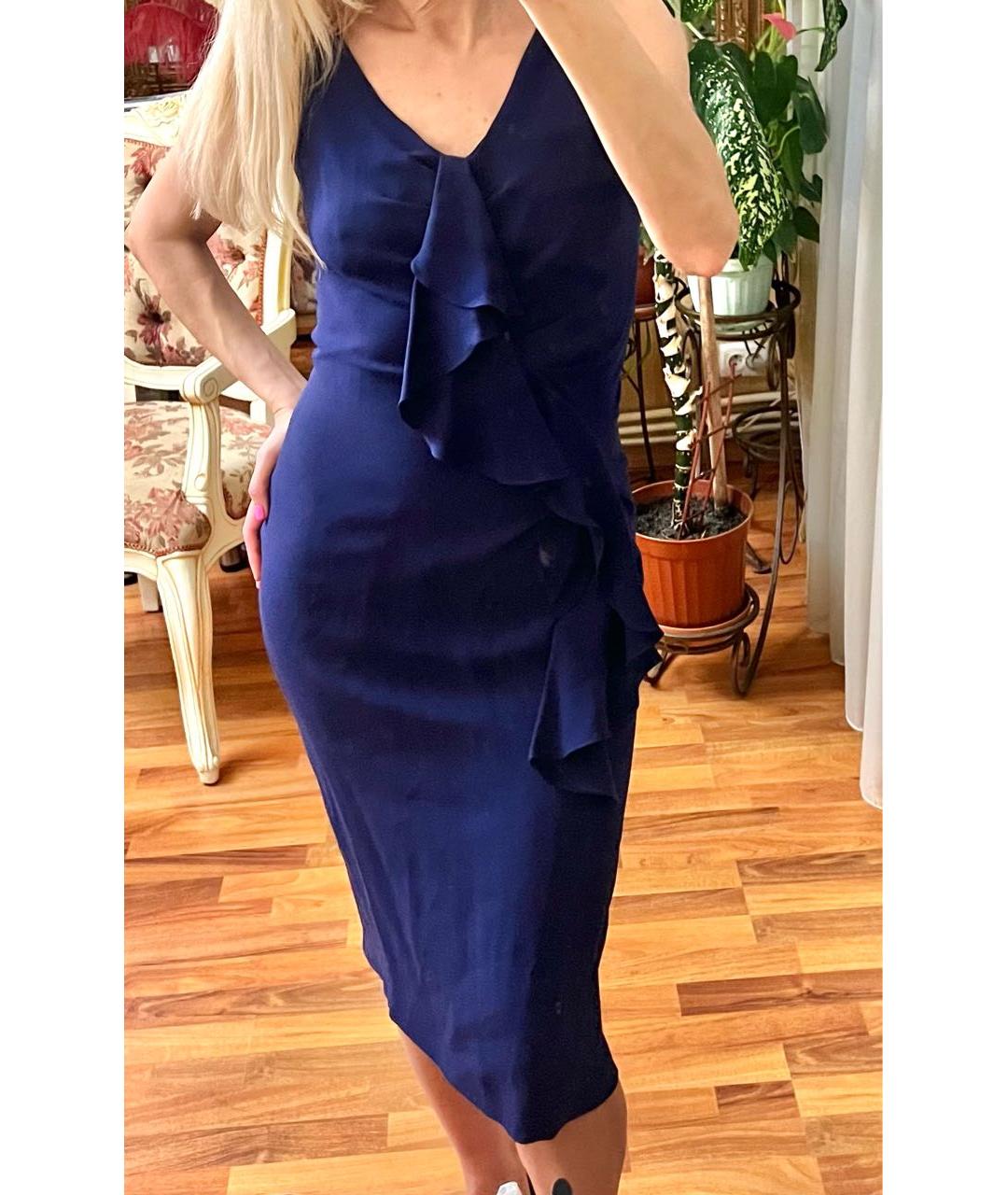 CHRISTIAN DIOR PRE-OWNED Темно-синее шелковое коктейльное платье, фото 8