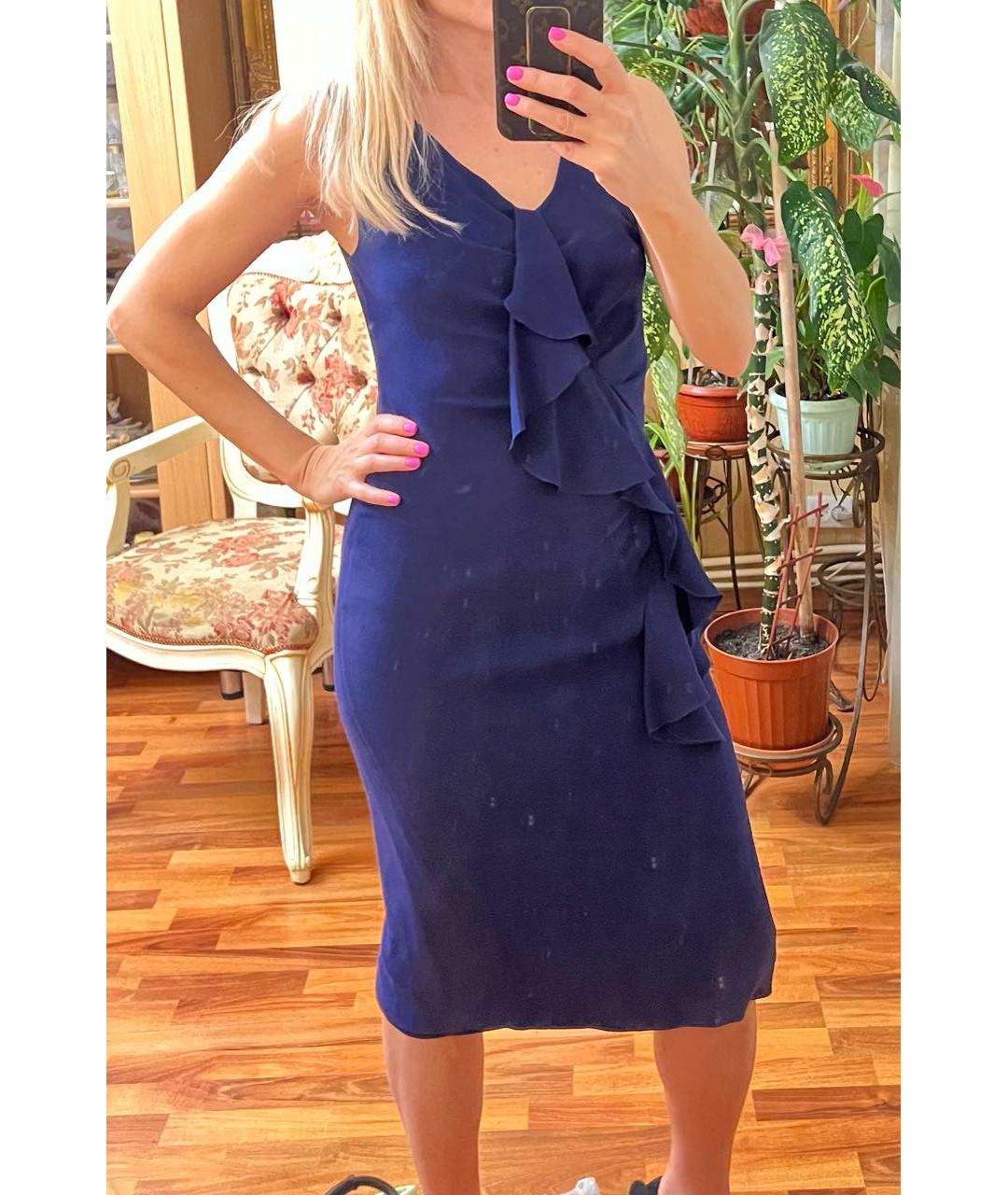 CHRISTIAN DIOR PRE-OWNED Темно-синее шелковое коктейльное платье, фото 7