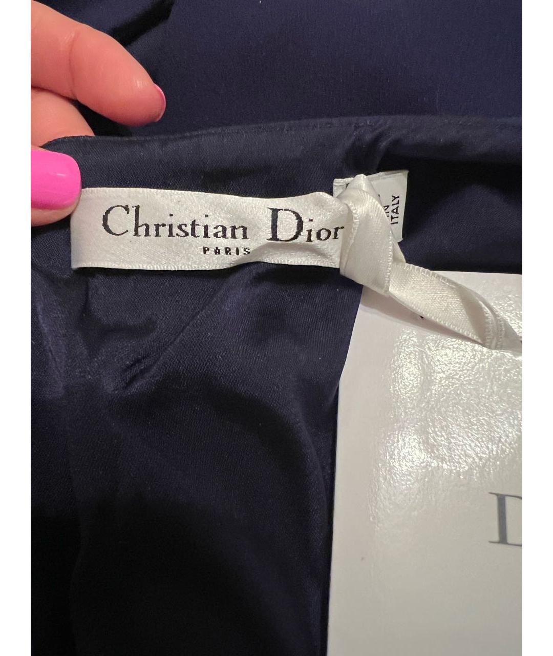 CHRISTIAN DIOR PRE-OWNED Темно-синее шелковое коктейльное платье, фото 3