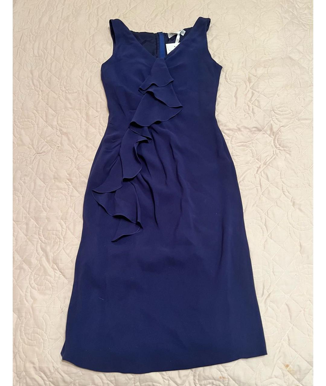 CHRISTIAN DIOR PRE-OWNED Темно-синее шелковое коктейльное платье, фото 9