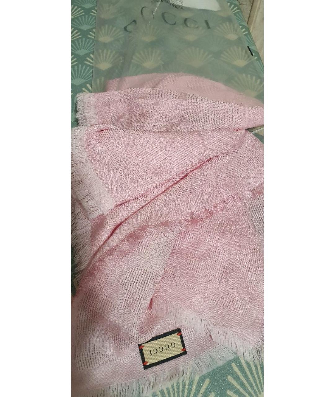 GUCCI Розовый шерстяной платок, фото 3