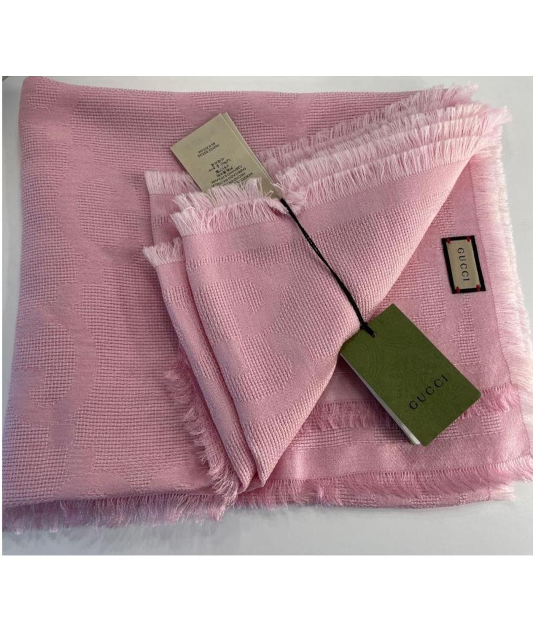 GUCCI Розовый шерстяной платок, фото 9