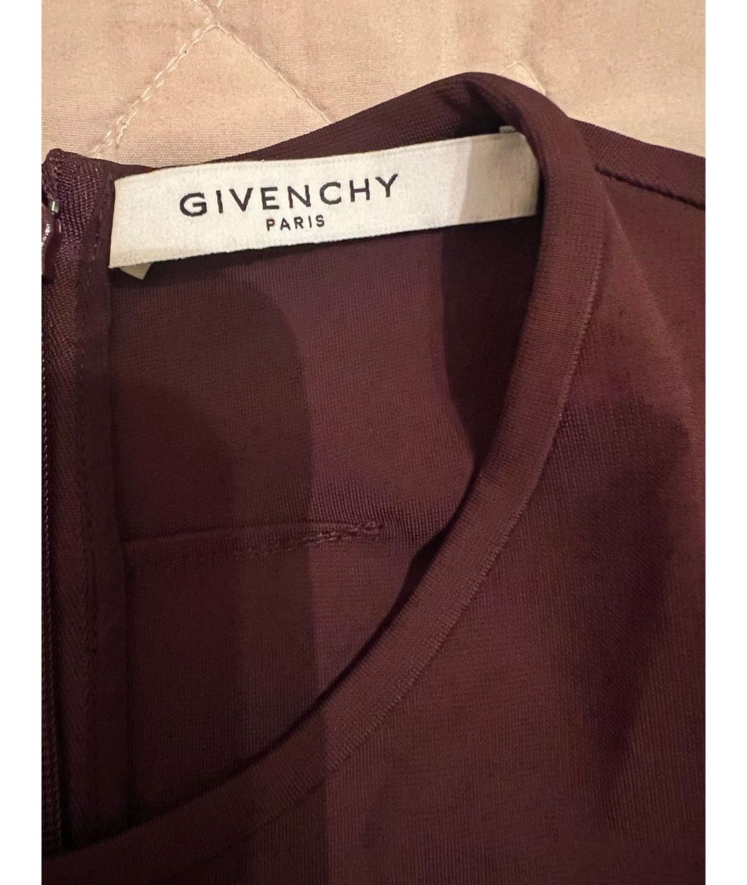 GIVENCHY Бордовое вискозное коктейльное платье, фото 3