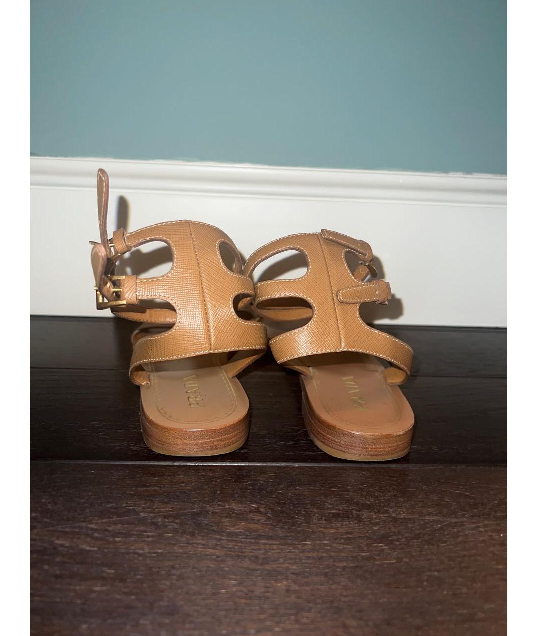 PRADA Коричневые кожаные сандалии, фото 2