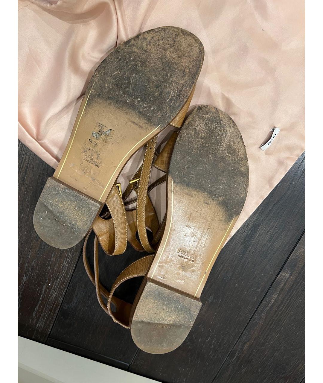 PRADA Коричневые кожаные сандалии, фото 6