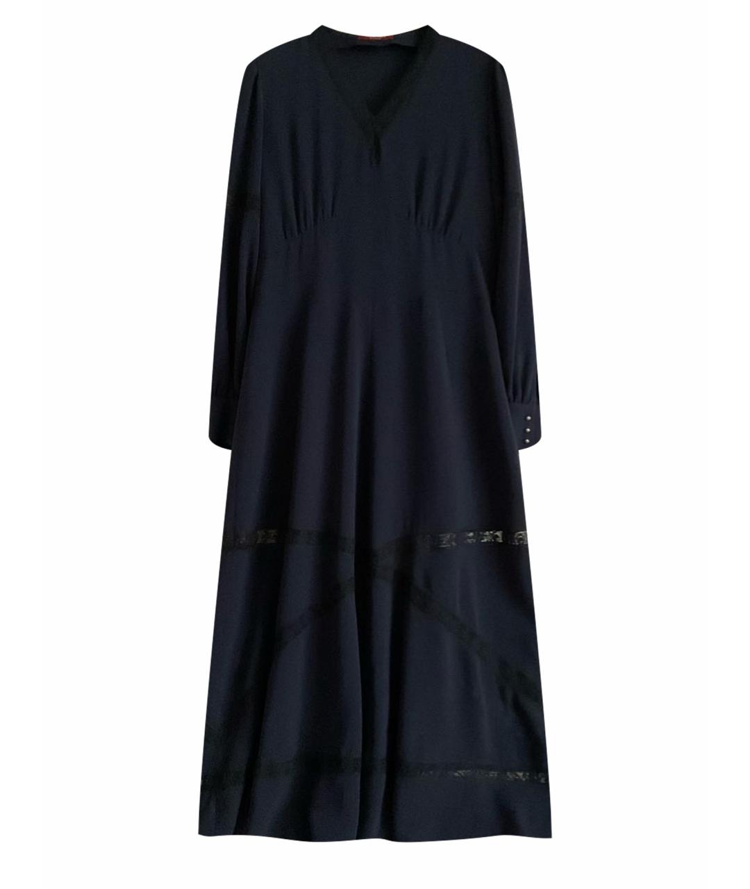 MAX MARA STUDIO Темно-синее полиэстеровое вечернее платье, фото 1