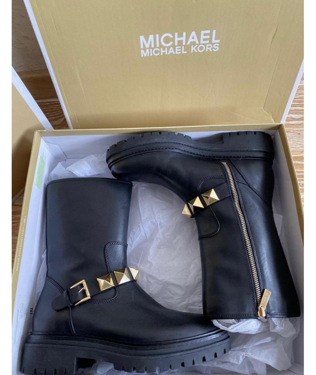 MICHAEL MICHAEL KORS Черные кожаные сапоги, фото 5