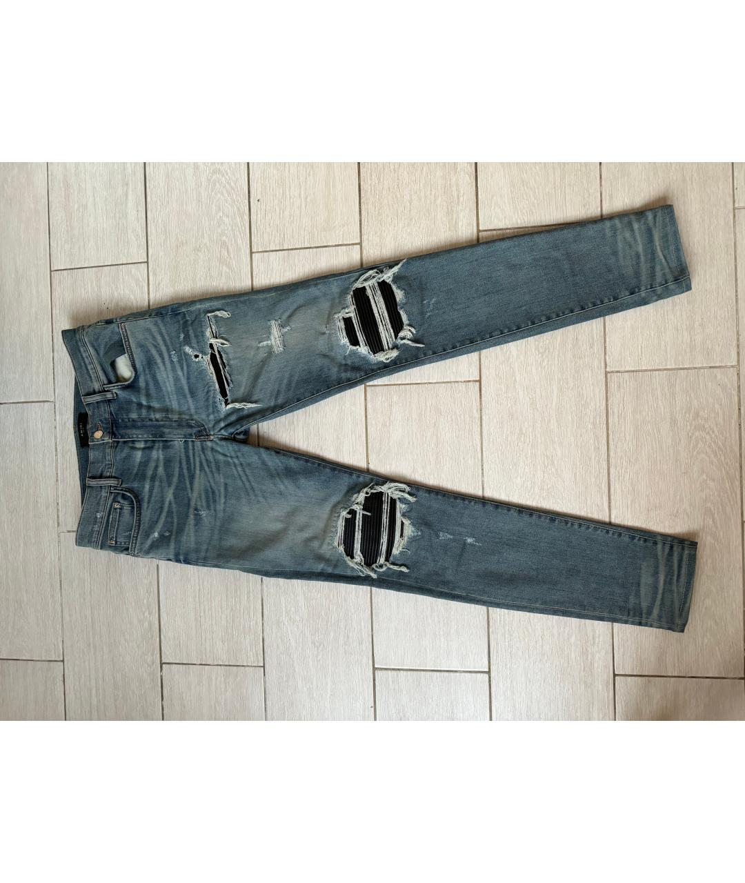 AMIRI Голубые хлопко-эластановые джинсы скинни, фото 2