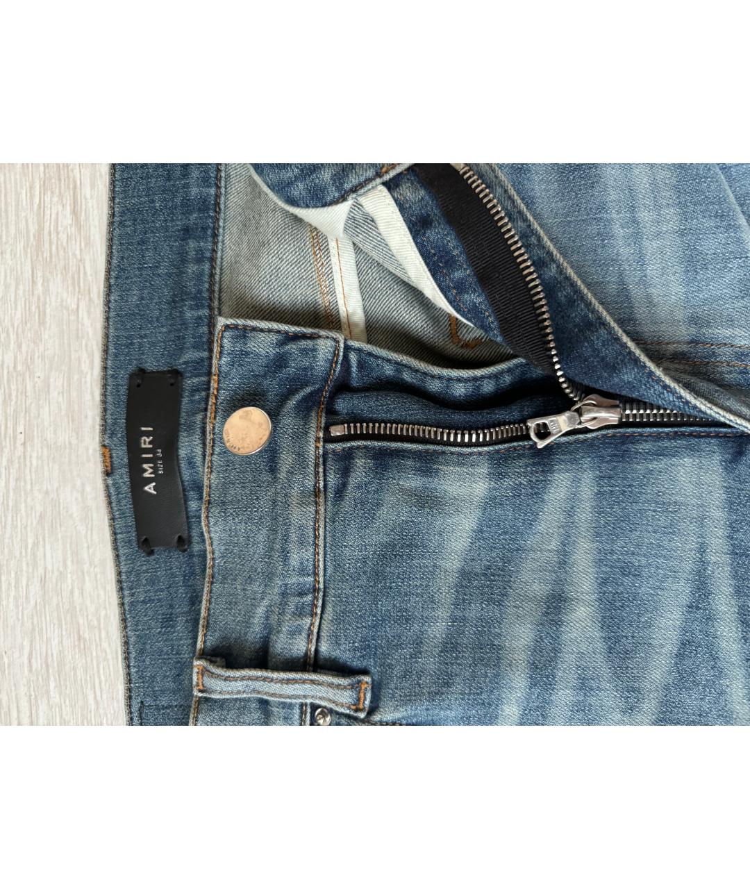 AMIRI Голубые хлопко-эластановые джинсы скинни, фото 8