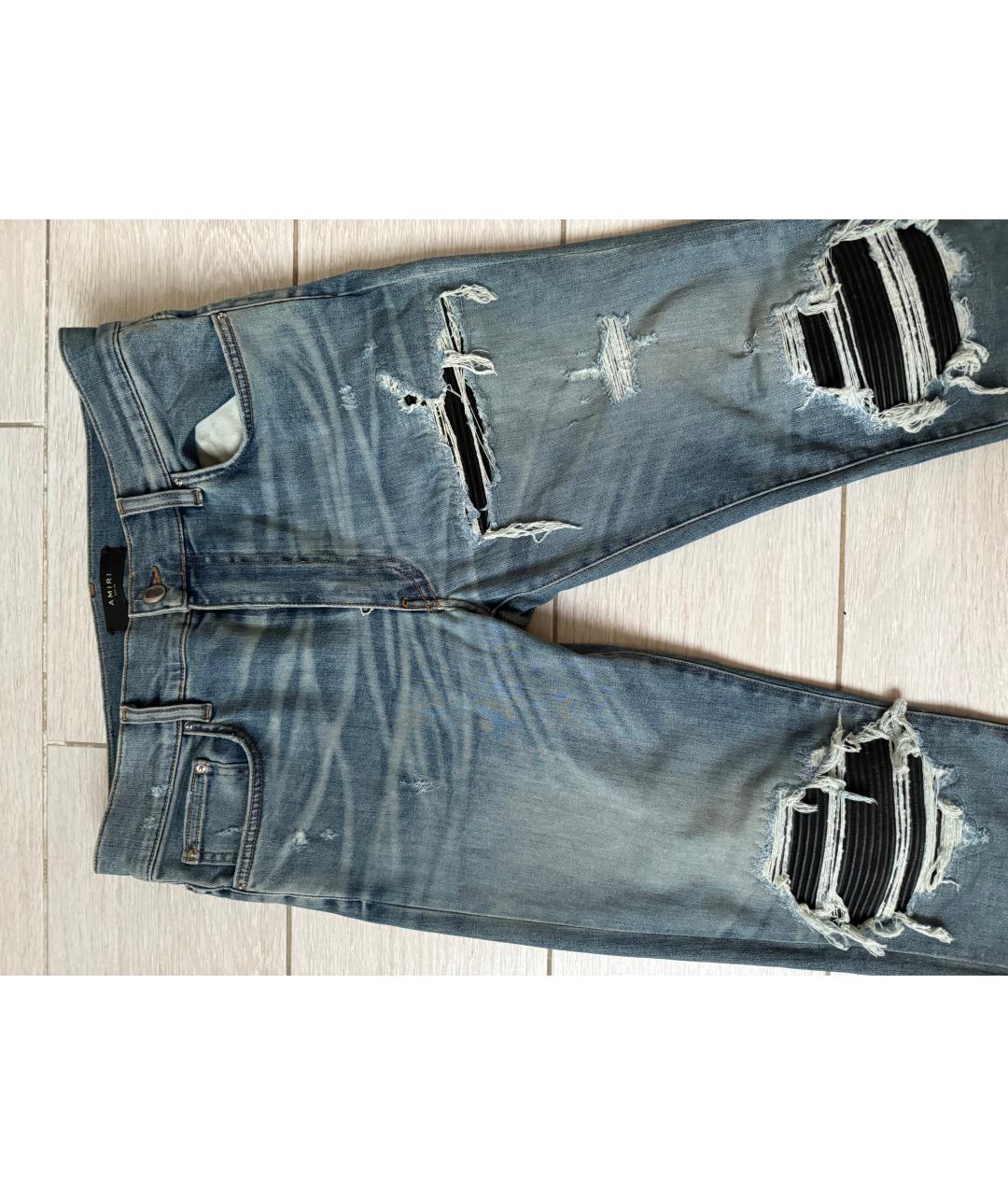 AMIRI Голубые хлопко-эластановые джинсы скинни, фото 3