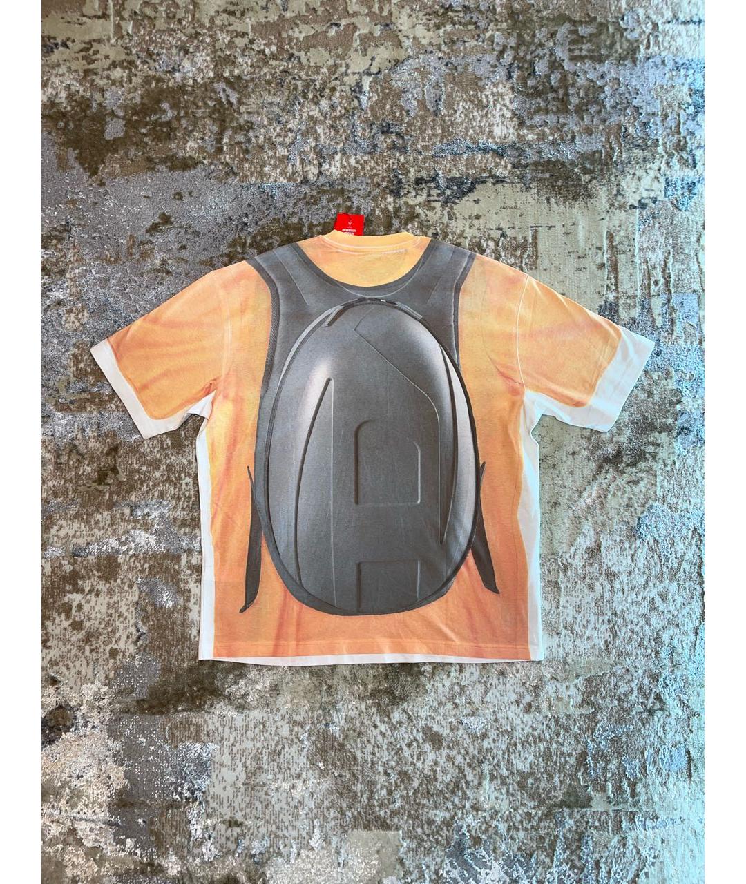 DIESEL Оранжевая хлопковая футболка, фото 2