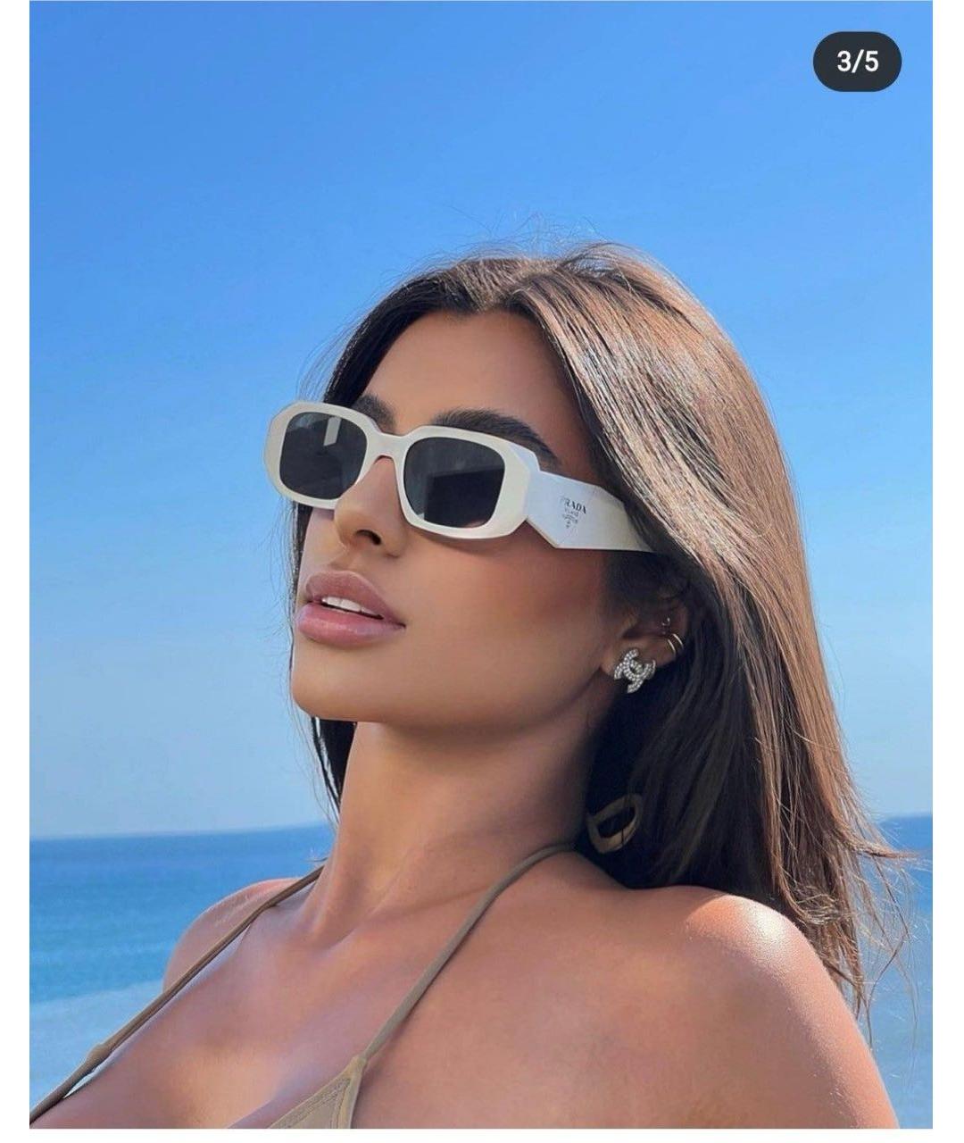 PRADA Белые пластиковые солнцезащитные очки, фото 7