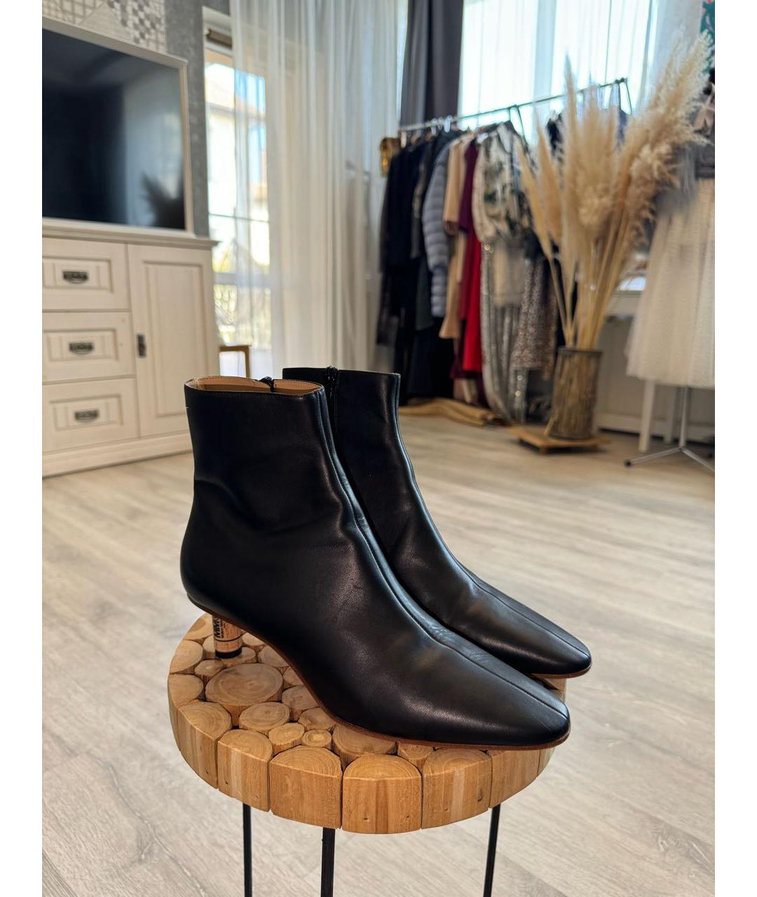 MM6 MAISON MARGIELA Черные кожаные ботильоны, фото 3