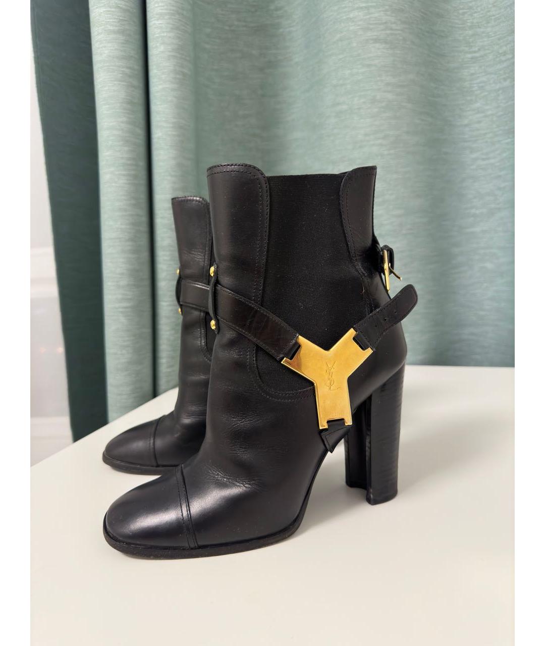 SAINT LAURENT Черные кожаные ботинки, фото 6