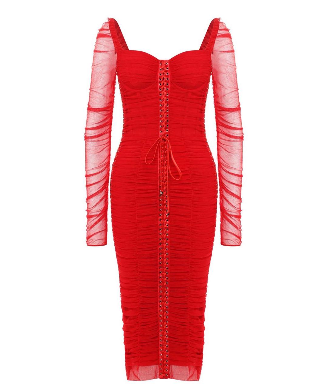 DOLCE&GABBANA Красное шелковое коктейльное платье, фото 1