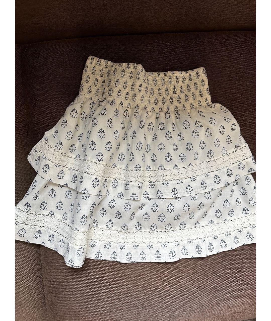 MELISSA ODABASH Белая хлопковая юбка мини, фото 2