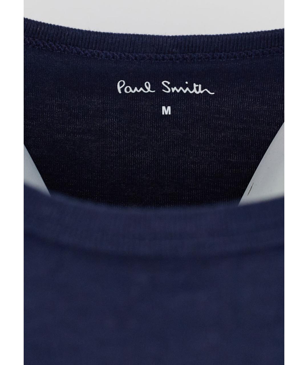 PAUL SMITH Темно-синяя хлопковая футболка, фото 3